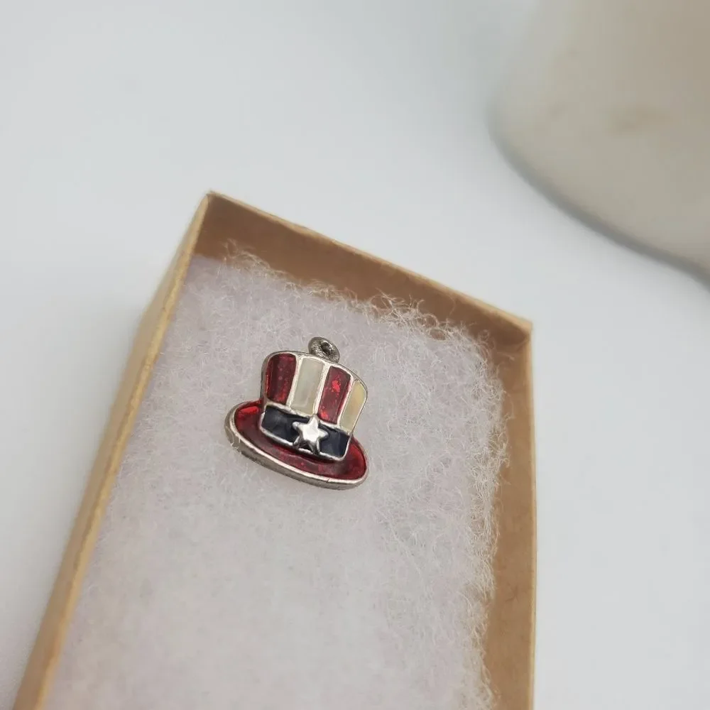 Red white‎ and blue hat patriotic USA necklace pendant 4th of July gift idea